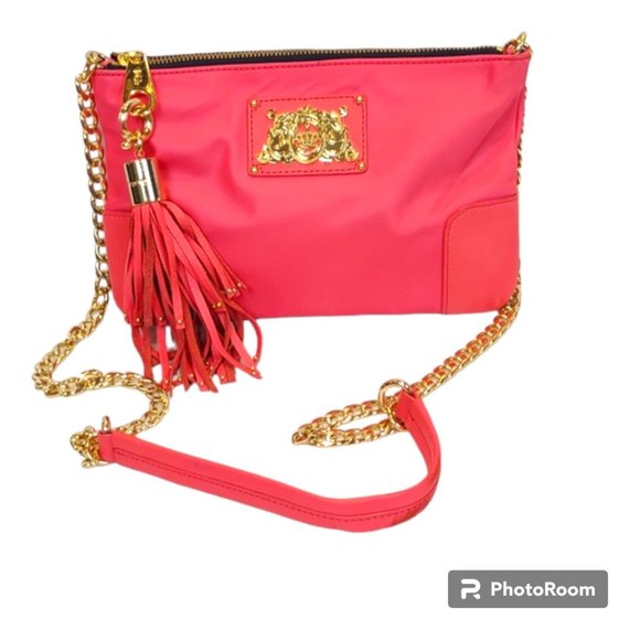 Juicy Couture Handbags - Juicy Couture Louisa Hot Pink Everyday Nylon  Crossbody Bag Tassel Gold Chain
